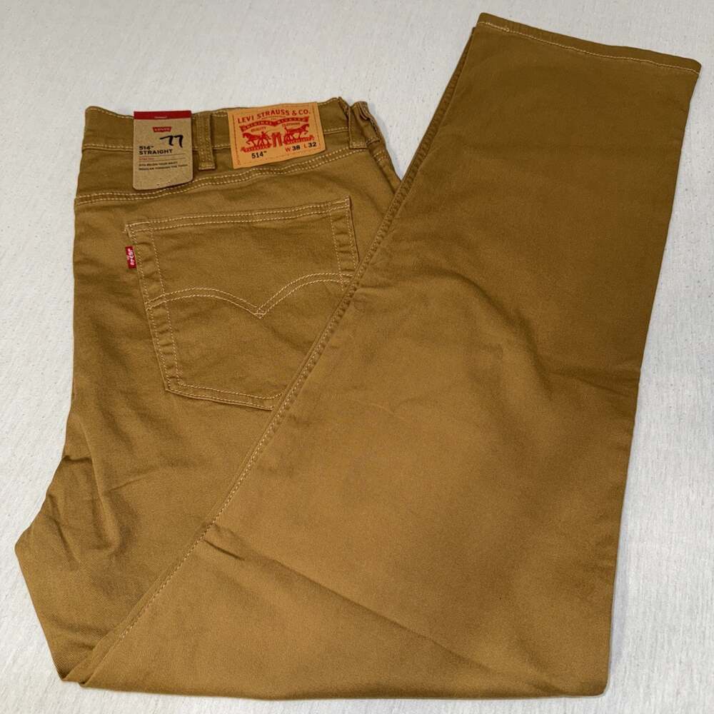 Levi's 514 Straight Pants Men 38x32 Brown Khaki Straight Casual Work NWT